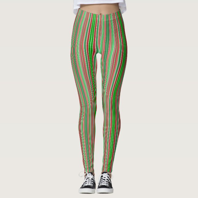 Christmas Stripes Vertical Leggings (Front)