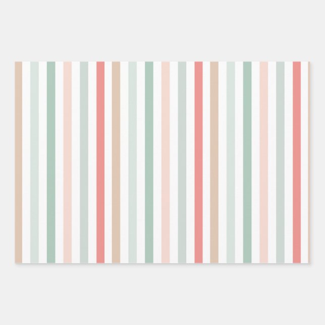 Christmas Stripes Wrapping Paper Sheet (Front)