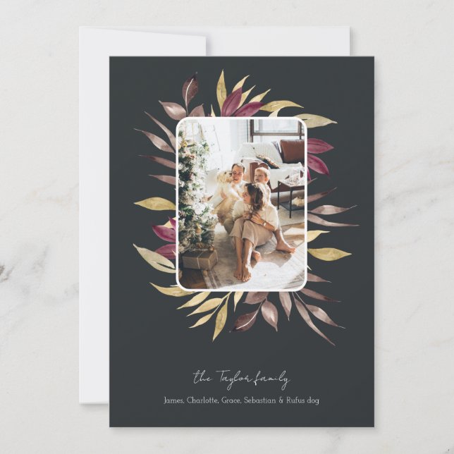 Christmas Stunning Winter Foliage Photo Frame Holiday Card (Front)