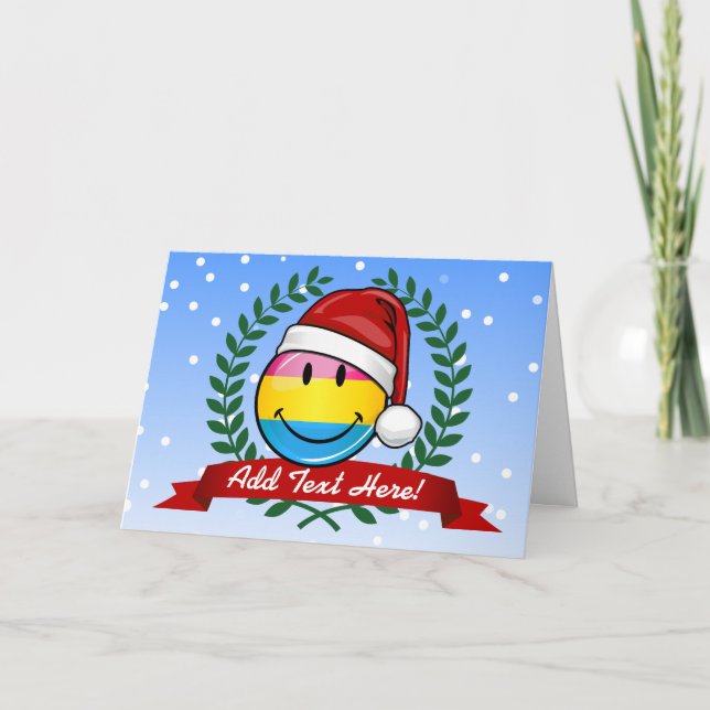 Christmas Style Pansexual Pride Flag. Holiday Card (Front)