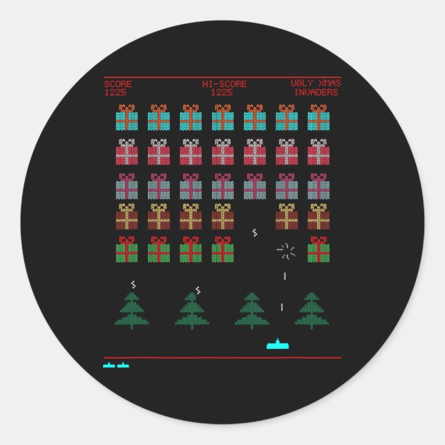 Christmas Style Retro Video Game  Classic Round Sticker (Front)