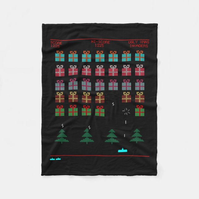 Christmas Style Retro Video Game  Fleece Blanket (Front)