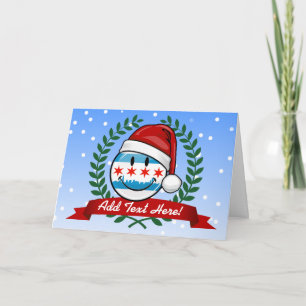 Christmas Style Smiling Chicago Flag Holiday Card