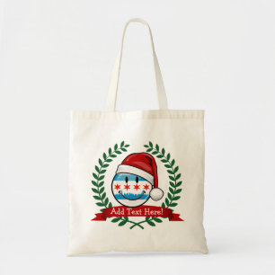 Christmas Style Smiling Chicago Flag Tote Bag