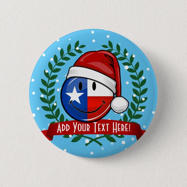 Christmas Style Smiling Texas Flag 6 Cm Round Badge (Front)