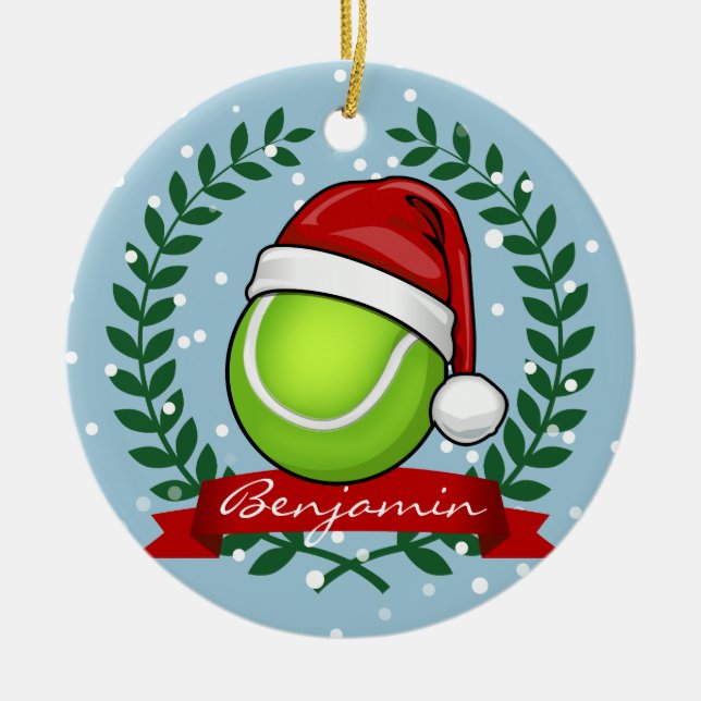 Christmas Style Tennis Ball Ceramic Tree Decoration (Front)