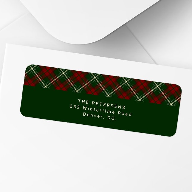 Christmas stylish red green plaid return address (Creator Uploaded)