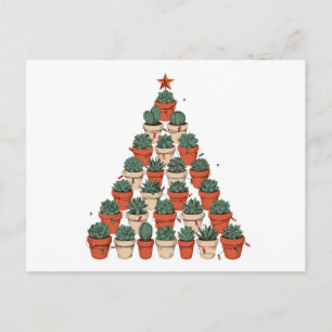 Christmas Succulent Cactus Tree Shape Xmas Lights Holiday Postcard