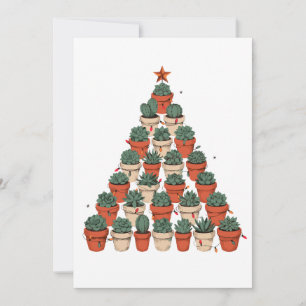 Christmas Succulent Cactus Tree Shape Xmas Lights Invitation