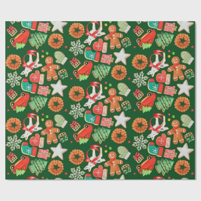 Christmas Sugar Cookie & Gingerbread Wrapping Paper (Flat)