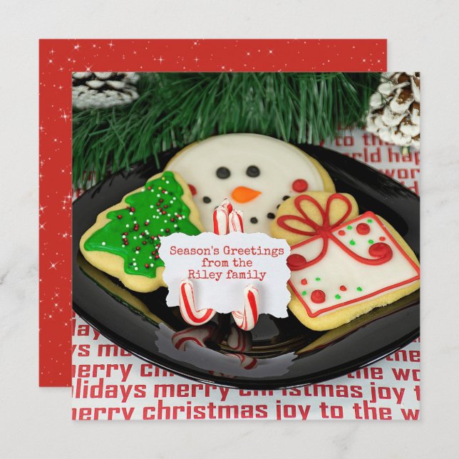 Christmas Sugar Cookie Plate  Holiday Card (Front/Back)