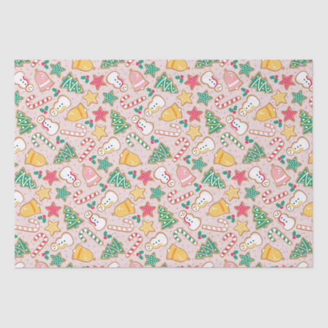 Christmas Sugar Cookie Snowmen Candy Canes Tissue Paper (Front)