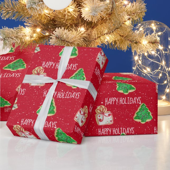 Christmas Sugar Cookies And Snowflakes Wrapping Paper (Holidays)