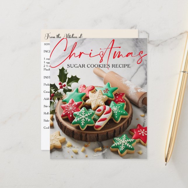 Christmas Sugar Cookies Recipe Card (Front/Back In Situ)