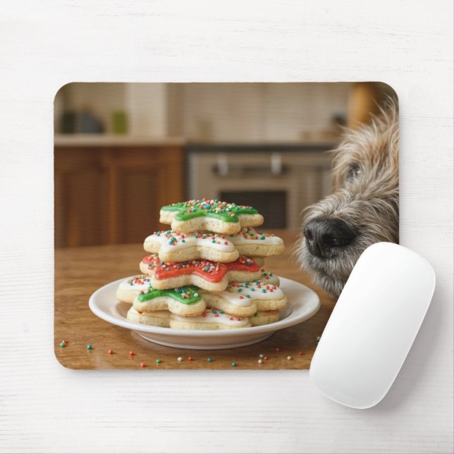 Christmas Sugar Cookies With Dog's Nose Mouse Pad (With Mouse)
