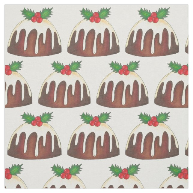 Christmas Sugar Plum Pudding Holiday Dessert Fabric (Swatch)