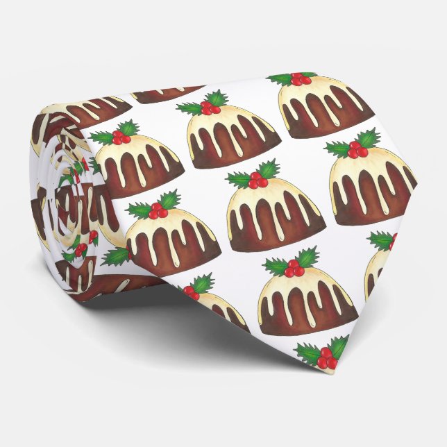 Christmas Sugar Plum Pudding Holiday Dessert Tie (Rolled)