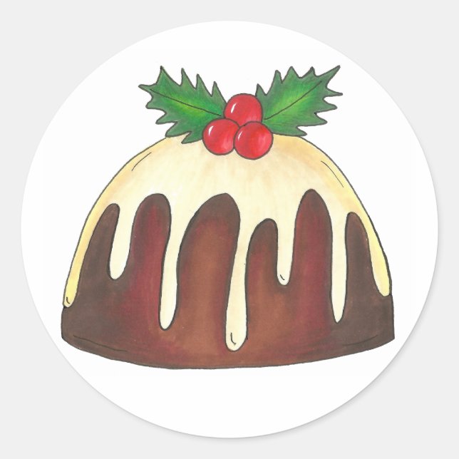 Christmas Sugar Plum Pudding Holiday Stickers (Front)