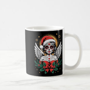 Christmas Sugar Skull Art Woman Santa Hat Festive  Coffee Mug
