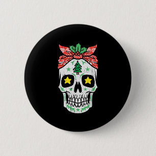 Christmas Sugar Skull Bandana Xmas Mexican Women G 6 Cm Round Badge