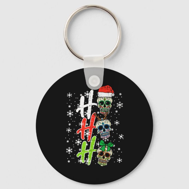 Christmas Sugar Skull Ho Ho Ho Xmas Mexican Men Wo Key Ring (Front)