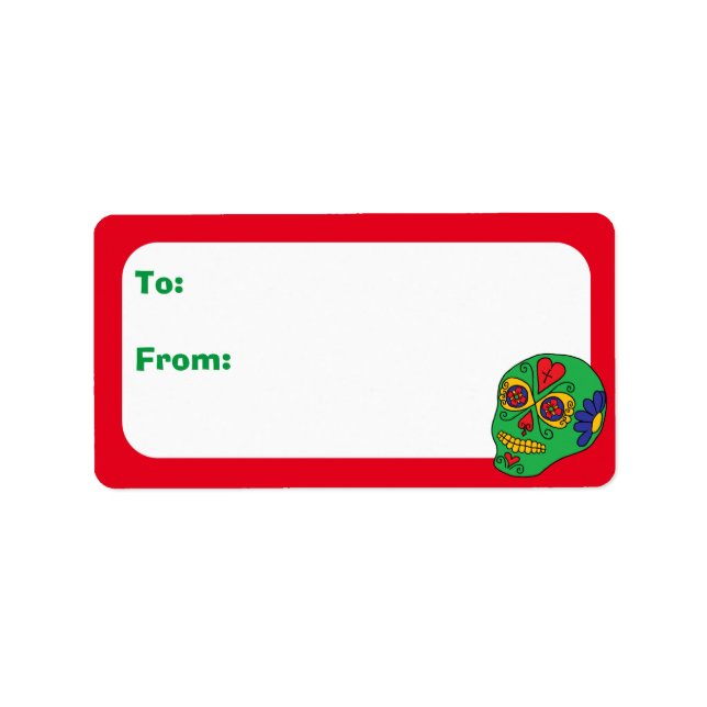 Christmas Sugar Skull Label (Front)