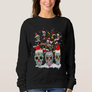 Christmas Sugar Skull On Tree  Santa Sugar Skull Sweatshirt