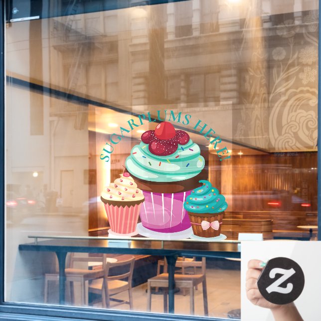 CHRISTMAS Sugarplums Here, Colourful Cupcakes (Cafe Window)