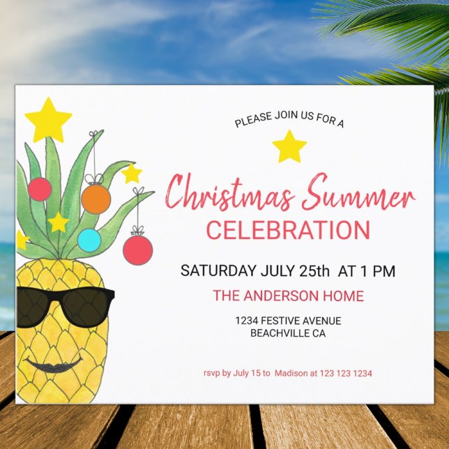 Christmas Summer Pineapple Party Invitation  (Creator Uploaded)