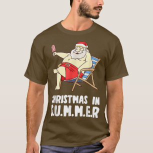 Christmas Summer Santa July Santa Ice Cream In Ju T-Shirt
