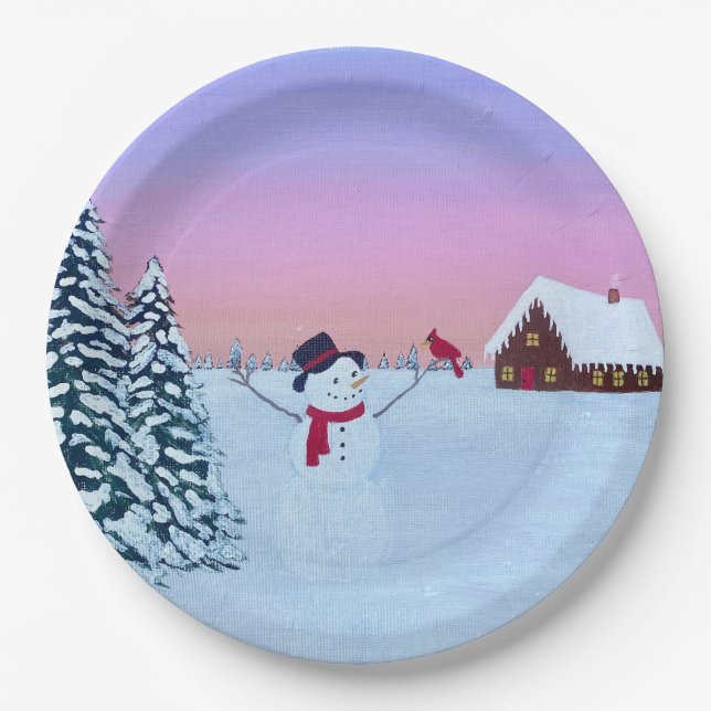 Christmas sunset paper plate (Front)