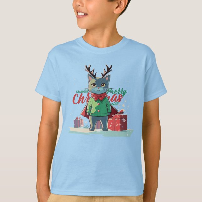 Christmas super cat t-shirt  (Front)
