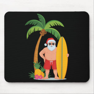 Christmas Surf Santa Beach Ne Vacation Surfing Mouse Pad