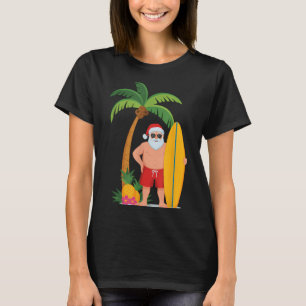 Christmas Surf Santa Beach Ne Vacation Surfing  T-Shirt