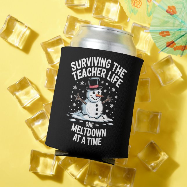 Christmas Surviving Teacher Life Meltdown Xmas Can Cooler (In Situ Summer)