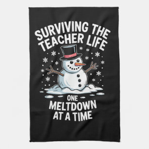 Christmas Surviving Teacher Life Meltdown Xmas Tea Towel
