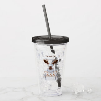 Christmas Sweater Cow | Add Your Name Acrylic Tumbler