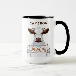 Christmas Sweater Cow | Add Your Name Mug
