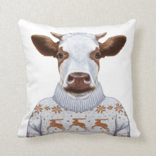 Christmas Sweater Cow Cushion