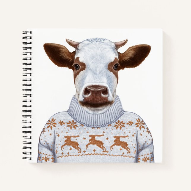 Christmas Sweater Cow Notebook (Front)