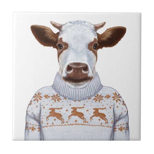 Christmas Sweater Cow Tile (Front)