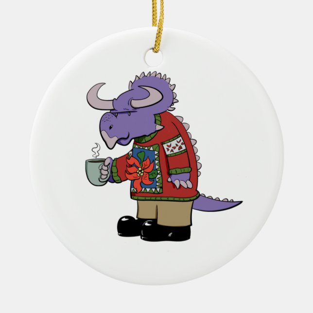 Christmas Sweater Dinosaur Ornament (Front)