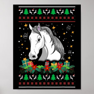Christmas Sweater Horse Snowman Manger Ornaments Poster
