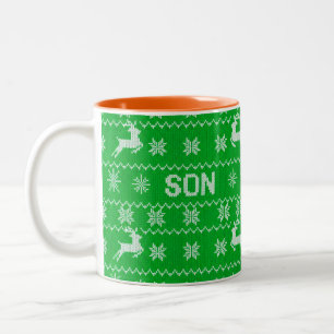 Christmas Sweater Knit Pattern — Son Two-Tone Coffee Mug