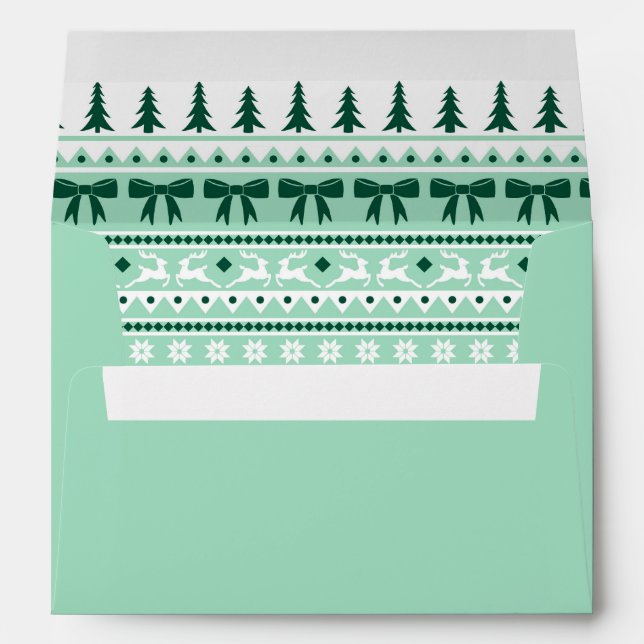 Christmas Sweater Knitted Pattern Mint Green Envelope (Back (Bottom))