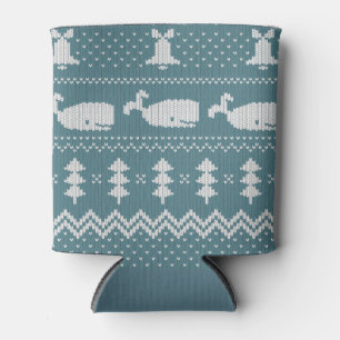 Christmas Sweater Knitted Pattern Whale Scandi  Can Cooler