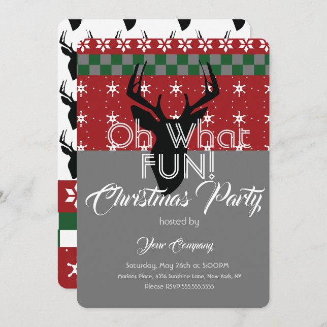 Christmas Sweater Office Party Deer Ugly Sweater Invitation (Front/Back)