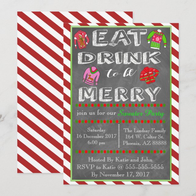Christmas Sweater Party Invitation (Front/Back)