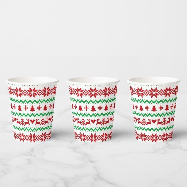 Christmas Sweater Pattern Paper Cups (Multi)