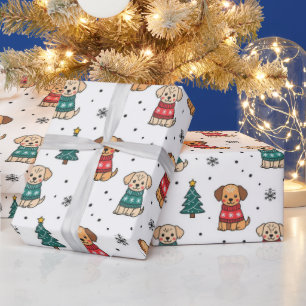 Christmas Sweater Puppies Wrapping Paper
